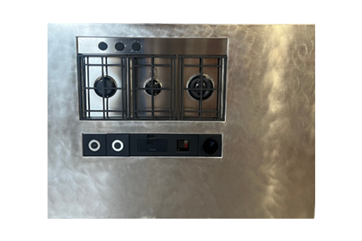 Encimera de acero inoxidable con placa de cocción a gas